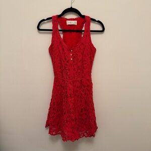Abercrombie & Fitch Red Lace Mini Dress